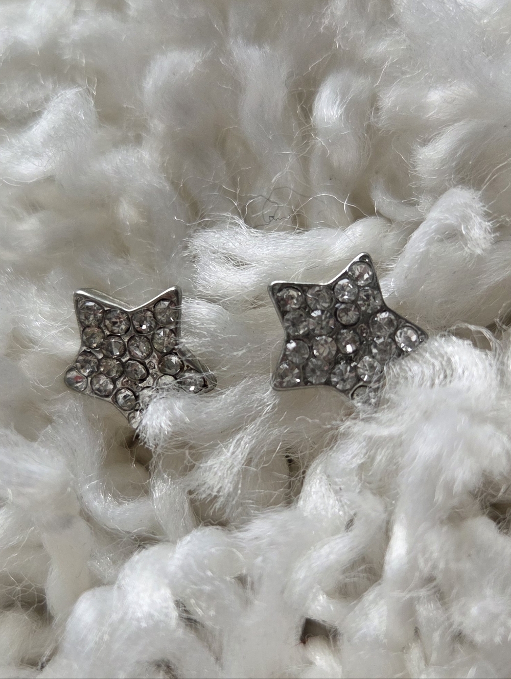 Crystal Star Stud Earrings - Silver Tone